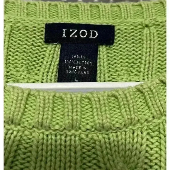 Izod Green Cable Knit Sweater - Picture 3 of 8
